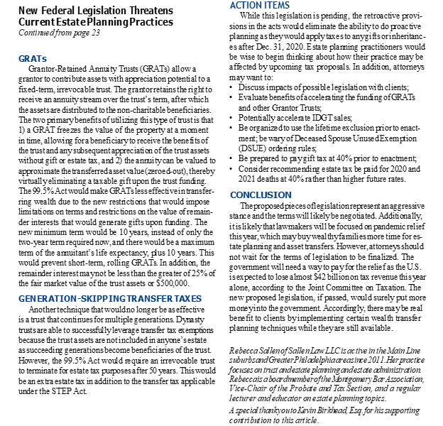 New Federal Legislation Threatens Current Estate Planning Practices
