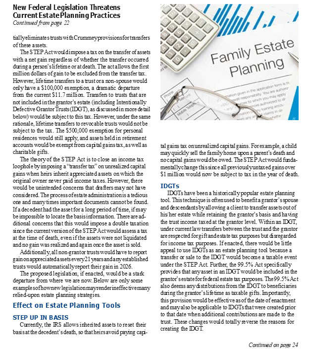 New Federal Legislation Threatens Current Estate Planning Practices